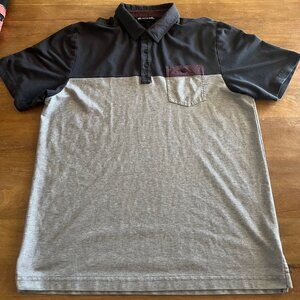 Travis Mathew Polo Shirt Mens Large Golf Short Sleeve‎ ColorBlock Blue Gray